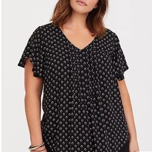Black Lantern Flutter Challis Blouse